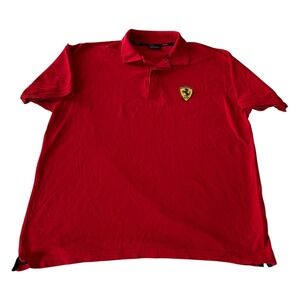 Official Ferrari Polo Shirt Mens XL Red Scuderia Shield Logo Racing F1 Gear Moto